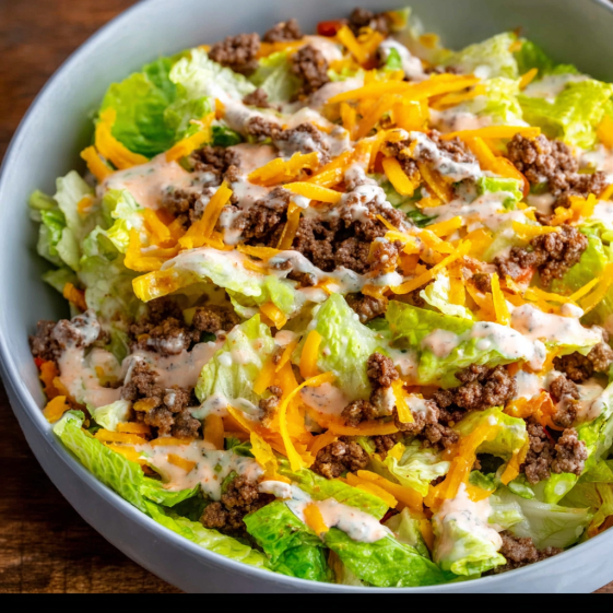 A bowl of Big Mac Salad.