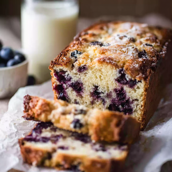 A slice of blueberry coconut muffin cake.