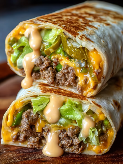 A burrito with lettuce and cheese.