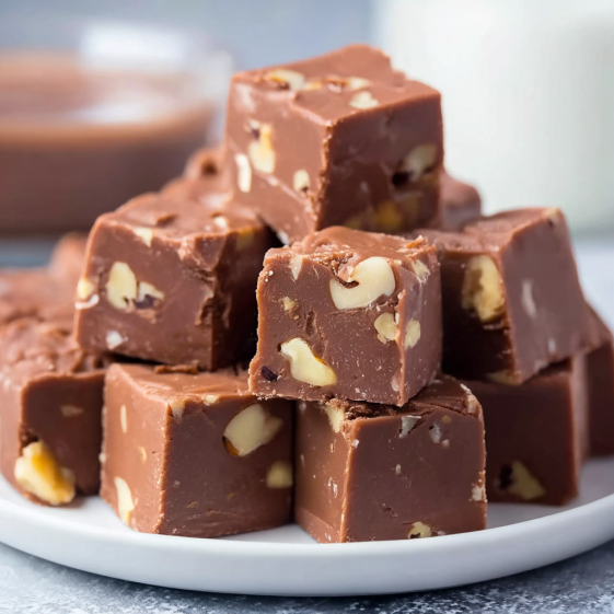 A stack of chocolate and peanut butter squares.