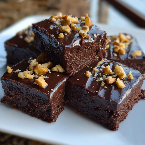 A plate of chocolate fudge cake.