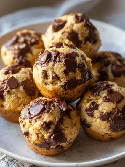 Chocolate cookie dough balls on a plate.