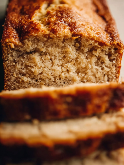 A slice of banana cinnamon maple cake.