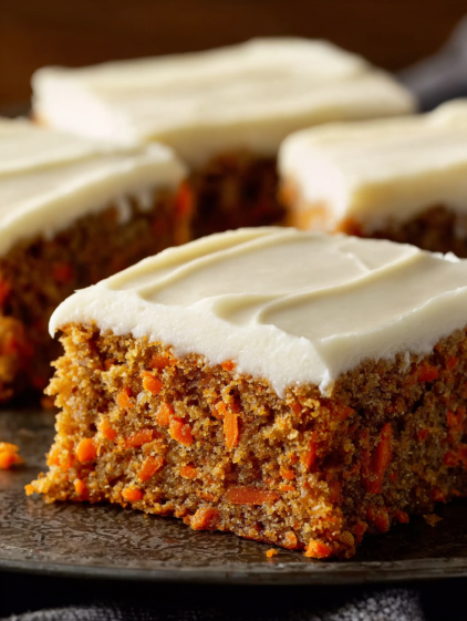 A slice of carrot cake on a plate.