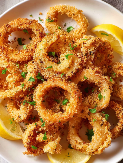 A plate of food with onions and lemon.