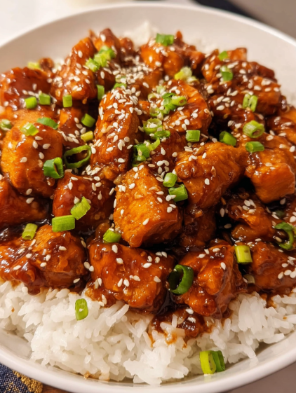 A plate of food with rice and meat.