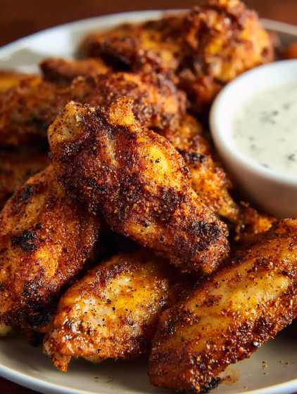 A plate of old bay chicken wings.