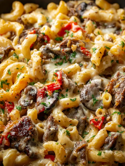 A close up of a delicious pasta dish.