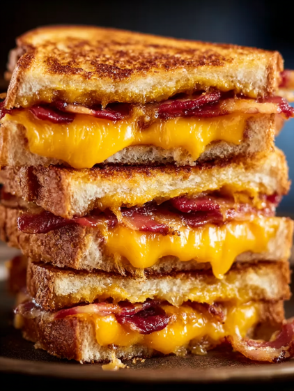 A stack of grilled cheese sandwiches.