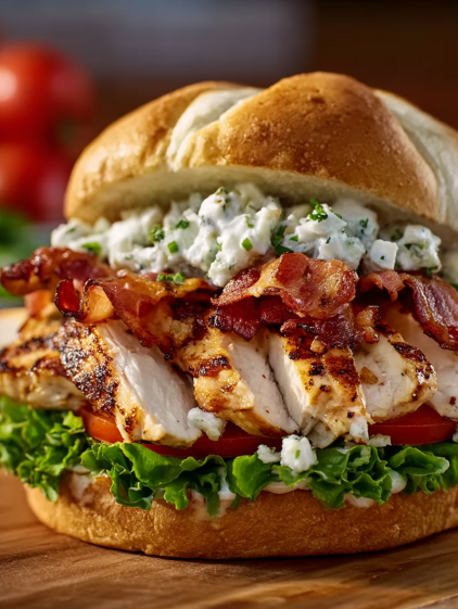 A chopped chicken bacon ranch sandwich.