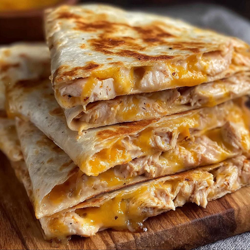 A stack of chicken quesadillas.