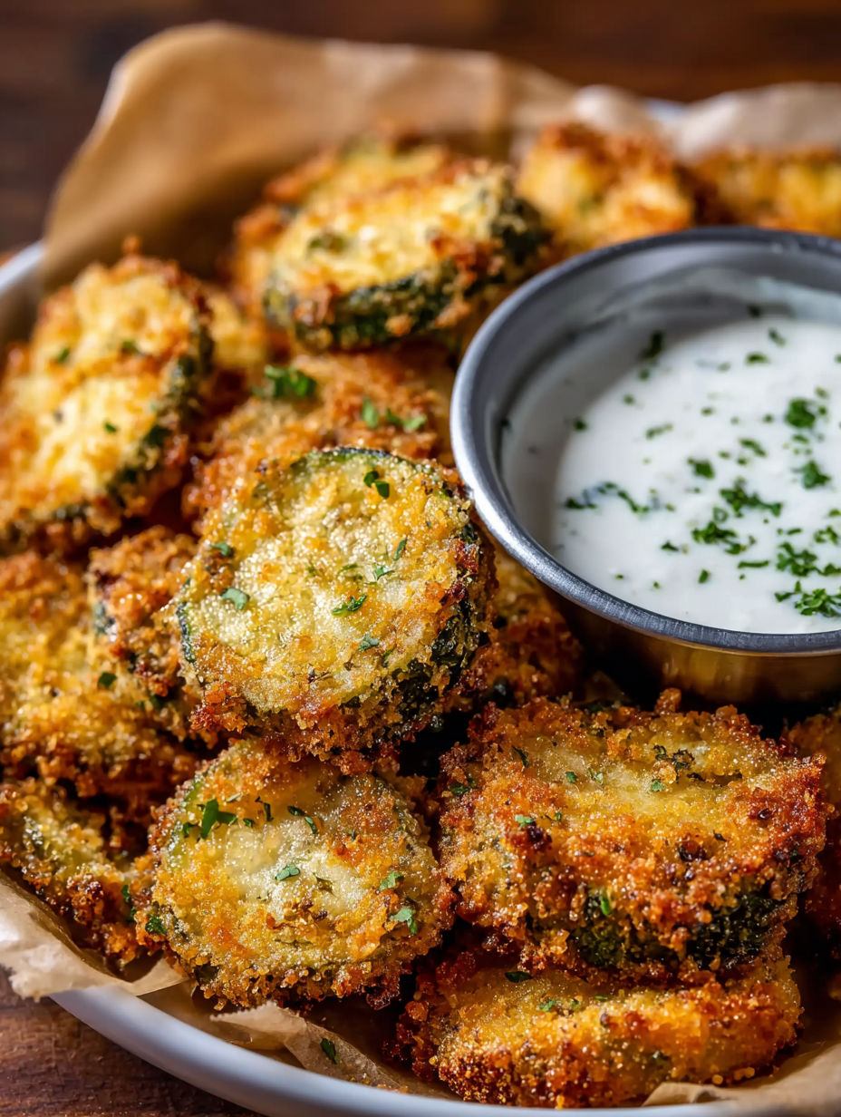 Fried pickles with ranch dressing.