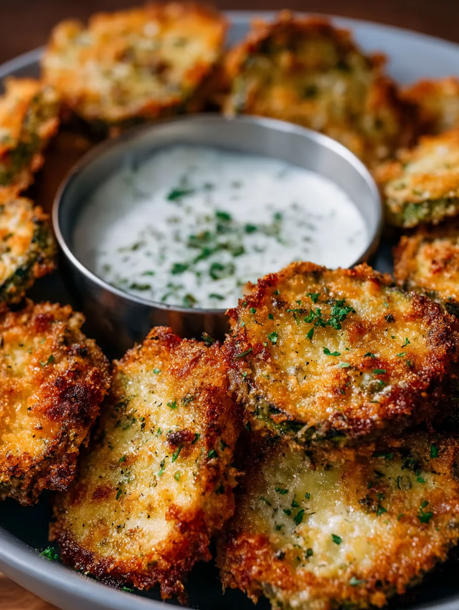 Fried pickles with ranch dressing.