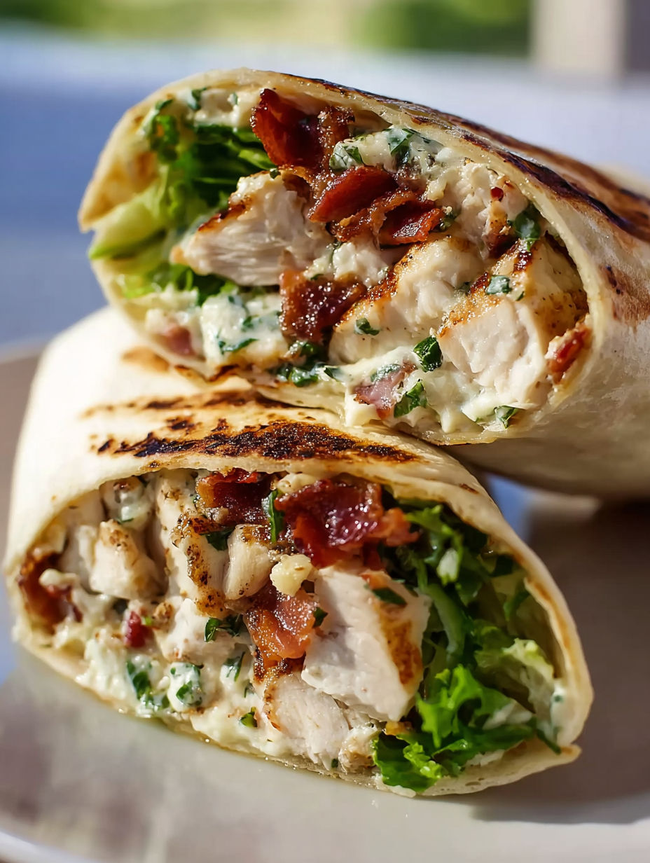 A chicken sandwich with bacon and lettuce.