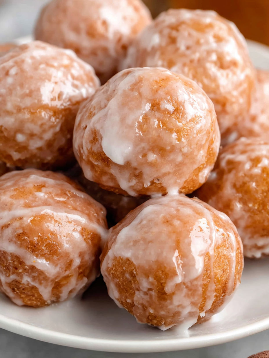 A plate of glazed donuts.