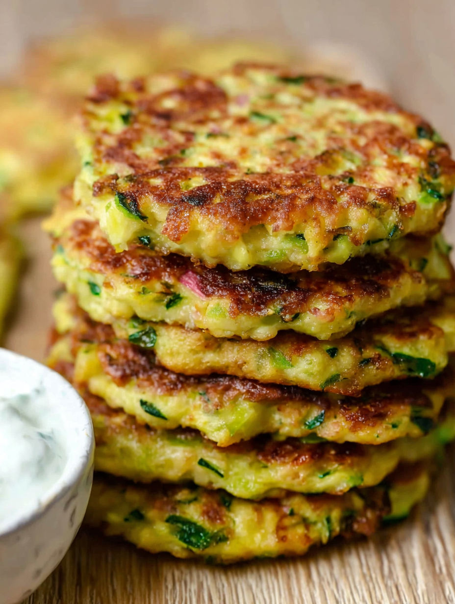 A stack of pancakes with green vegetables on top.