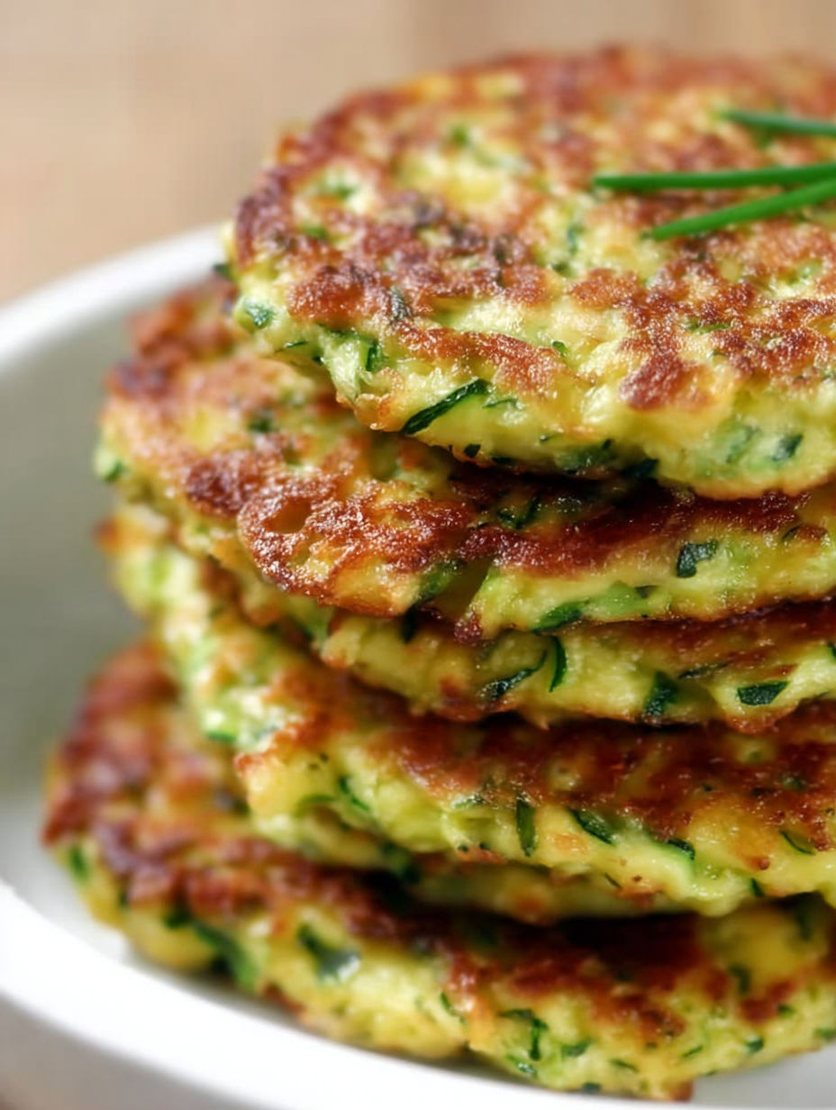 A stack of pancakes with green vegetables on top.