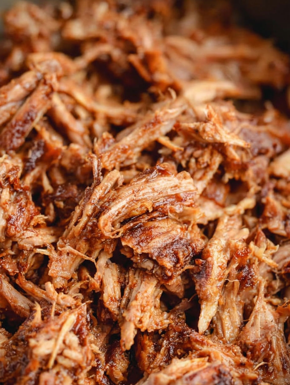 A close up of shredded meat.