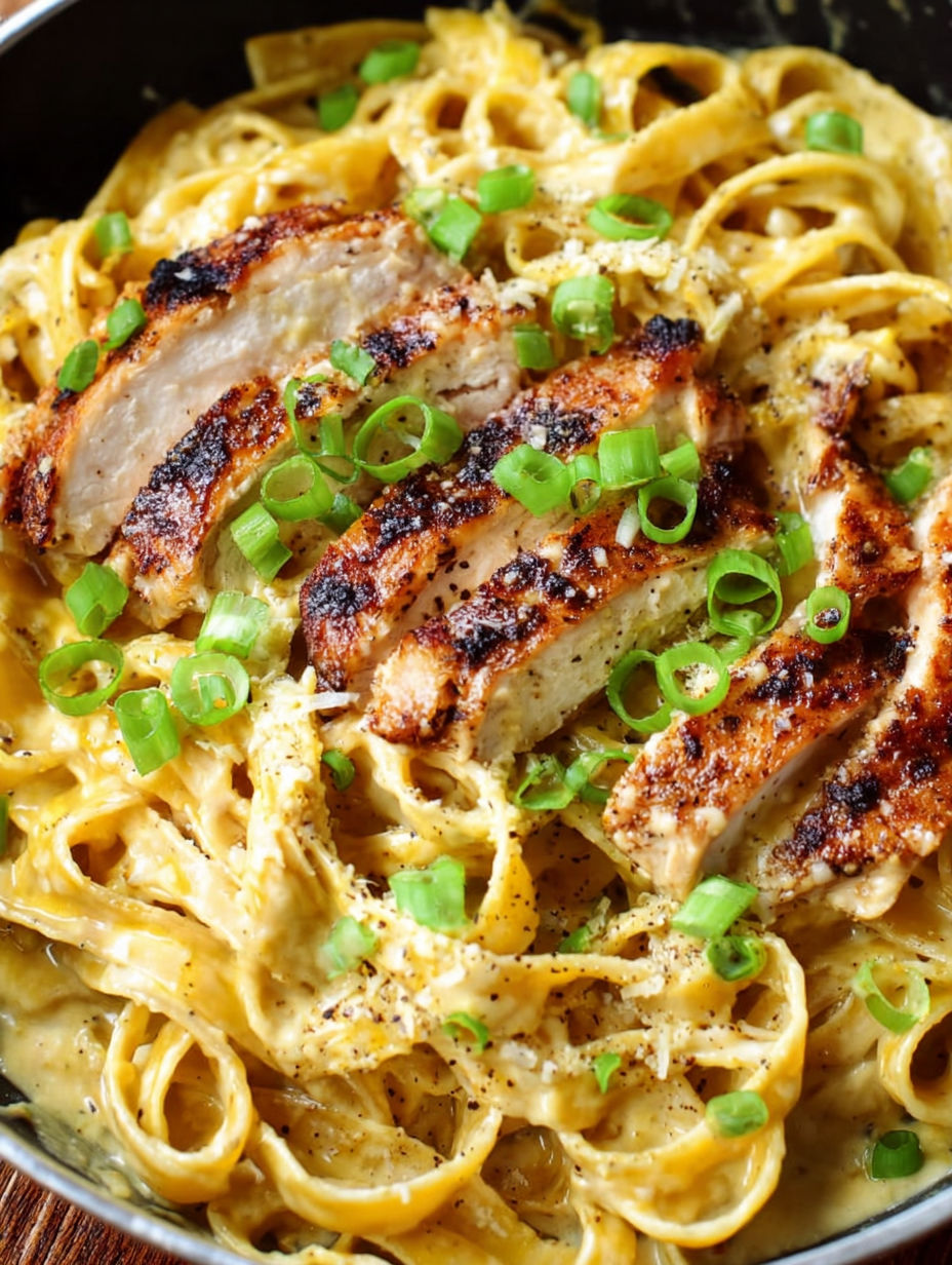 A close up of a plate of food with chicken and noodles.