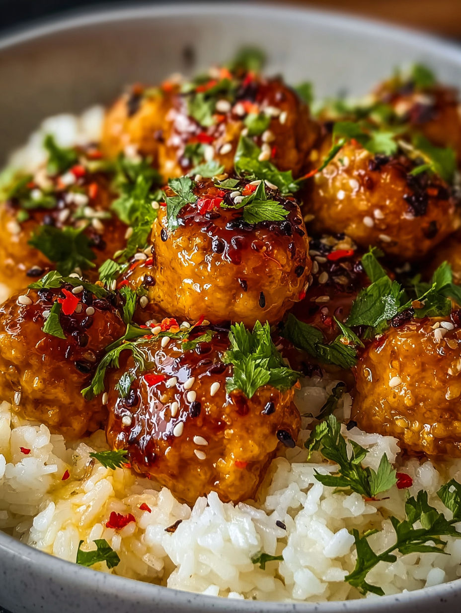 A plate of honey garlic chicken bites.