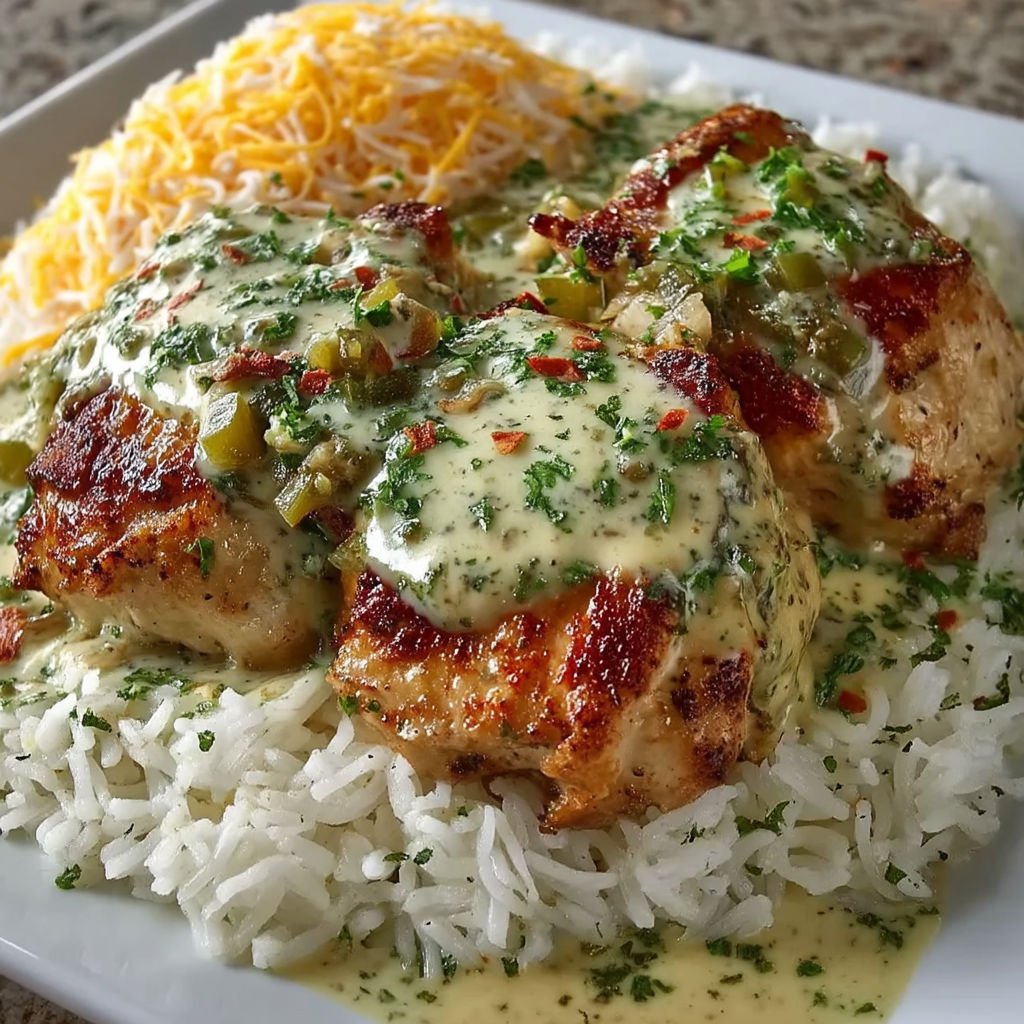 A plate of rice with chicken on top.