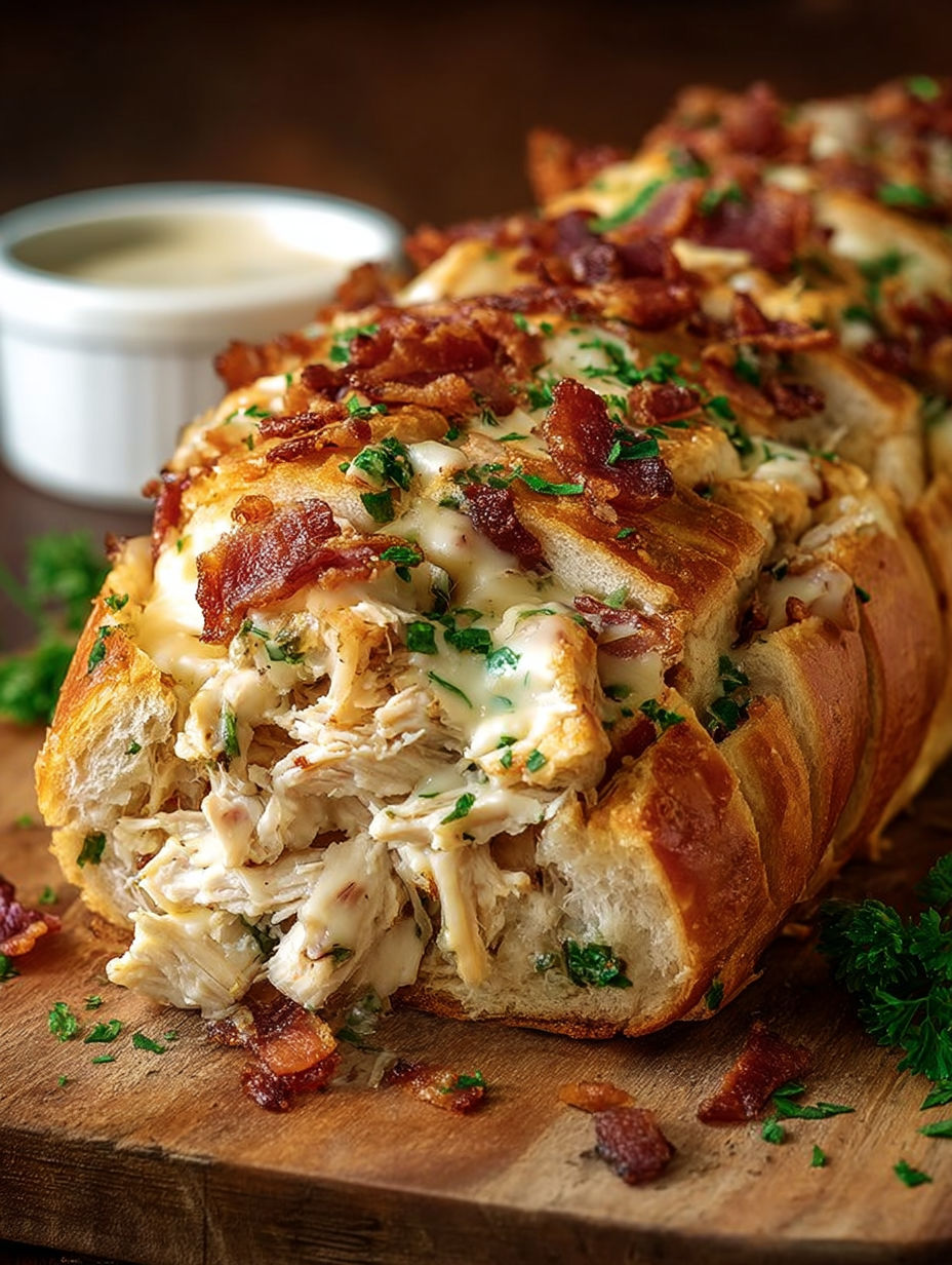 A savory chicken bacon ranch bread.