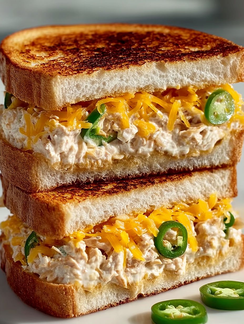 A sandwich with cheese and jalapenos.