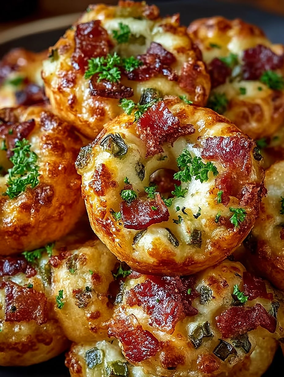 Cheesy party bites with bacon and herbs.