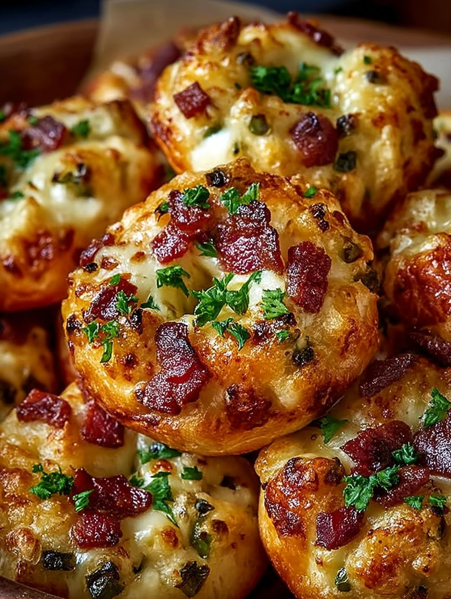 A plate of cheesy party bites.