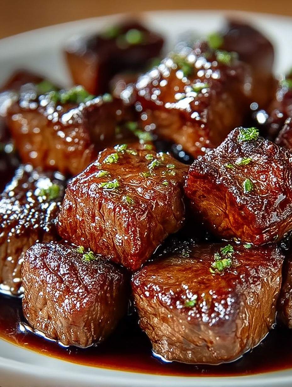 A close up of a plate of meat with a green garnish.