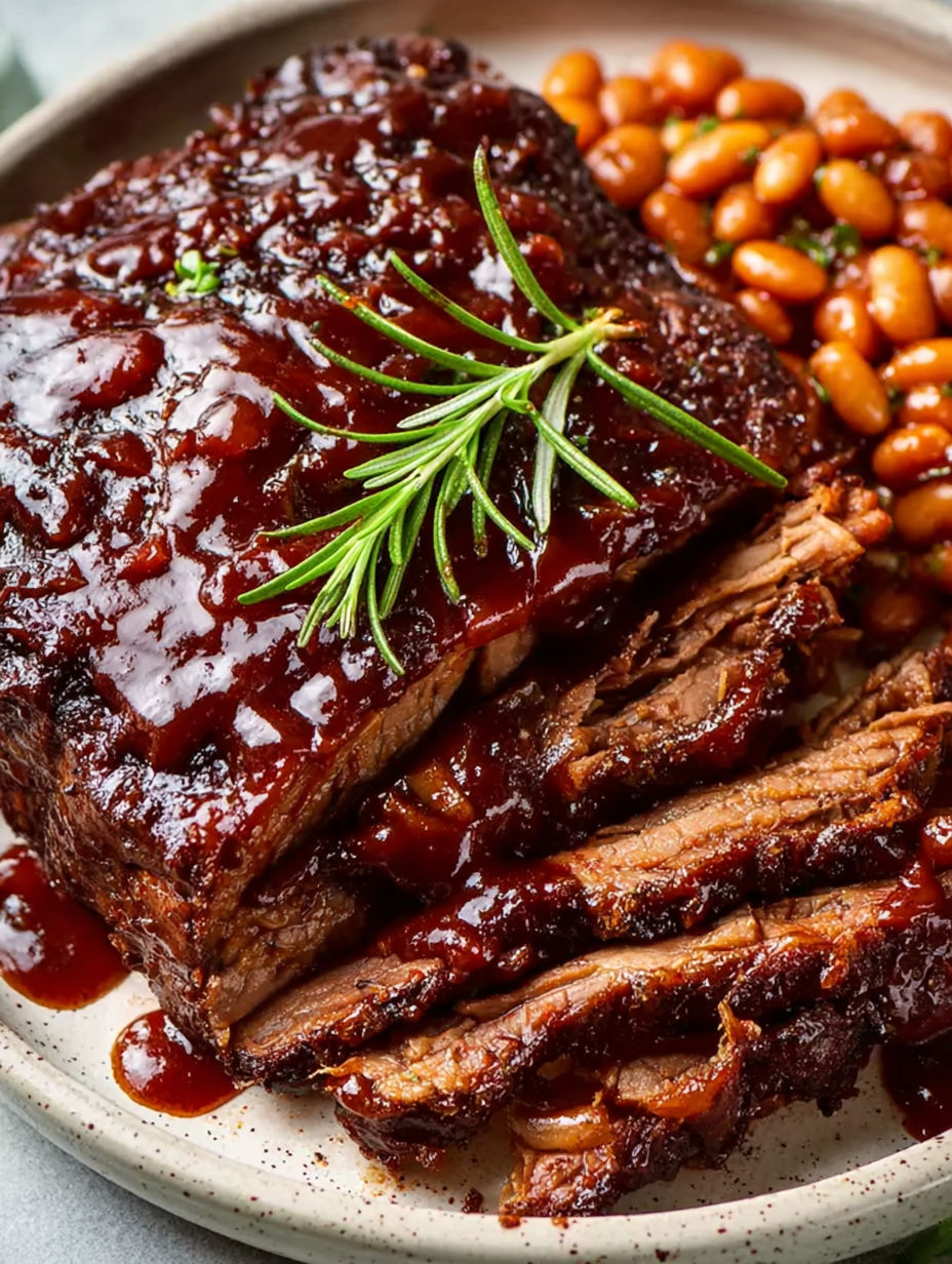 A close up of BBQ beef brisket.