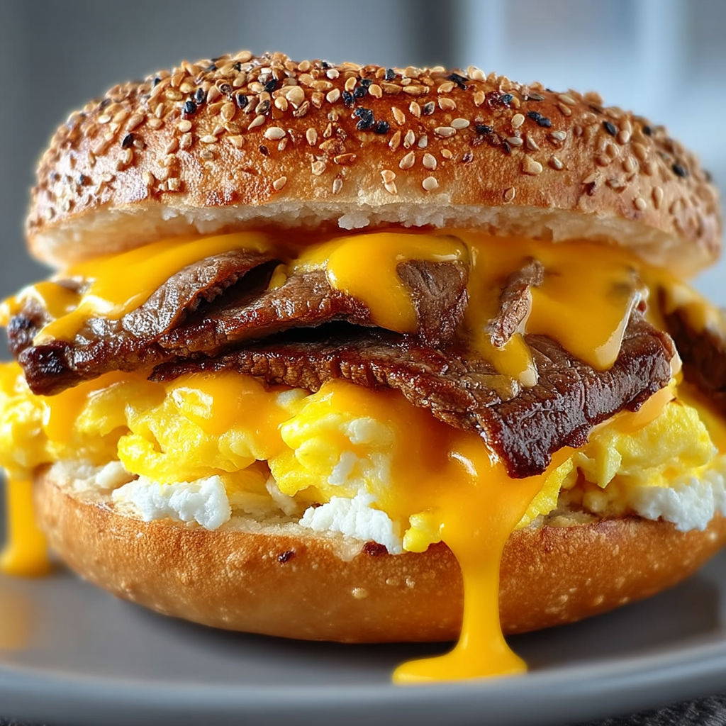 A McDonald's Steak, Egg & Cheese Copycat sandwich.