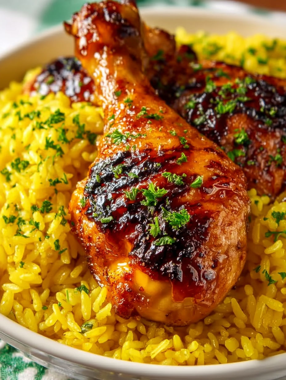 A plate of baked orange chicken legs.