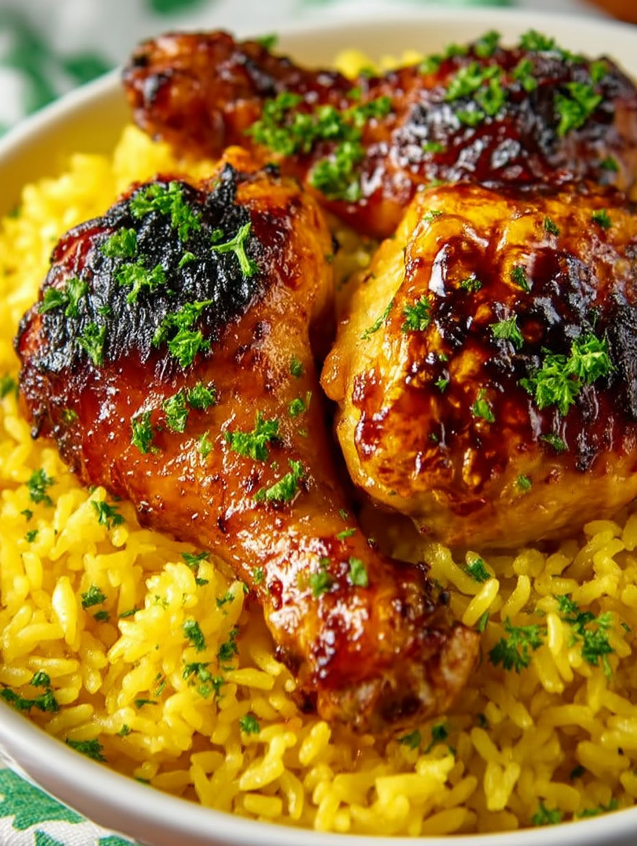 A plate of baked orange chicken legs.