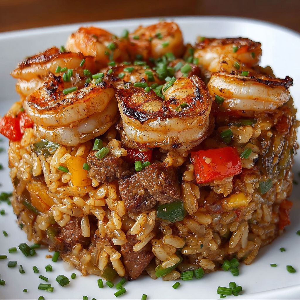 A plate of shrimp and rice.