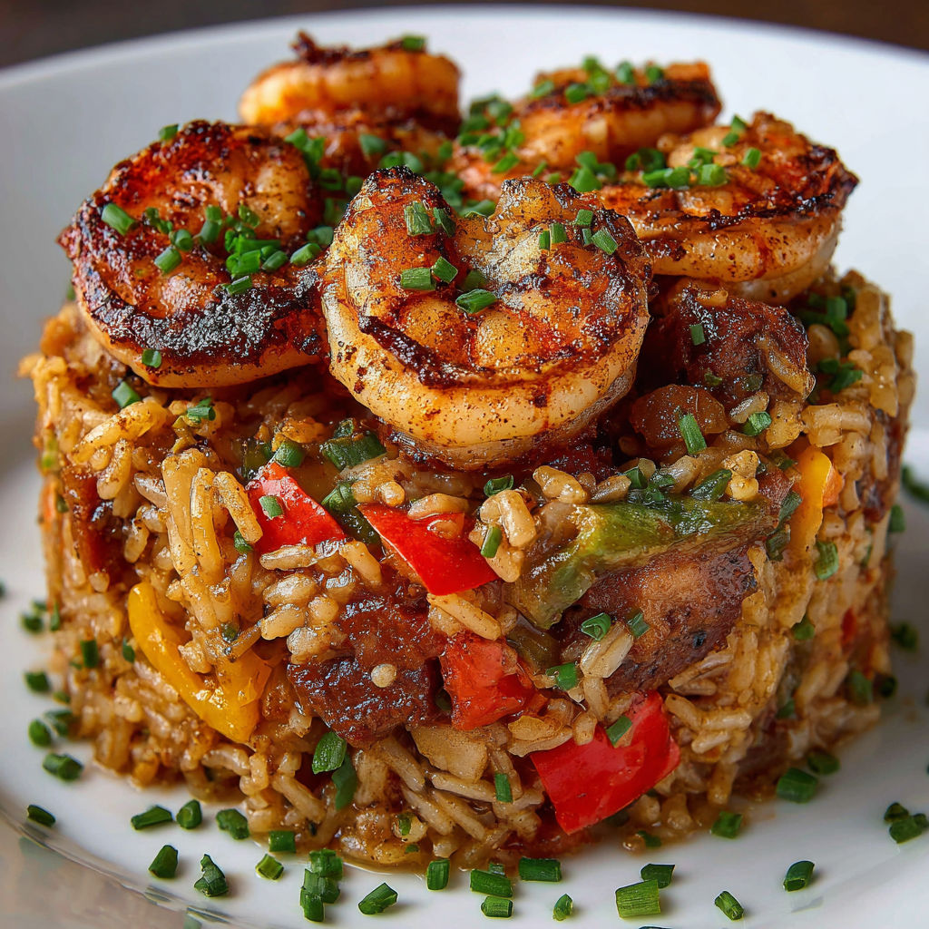 A plate of shrimp and rice.