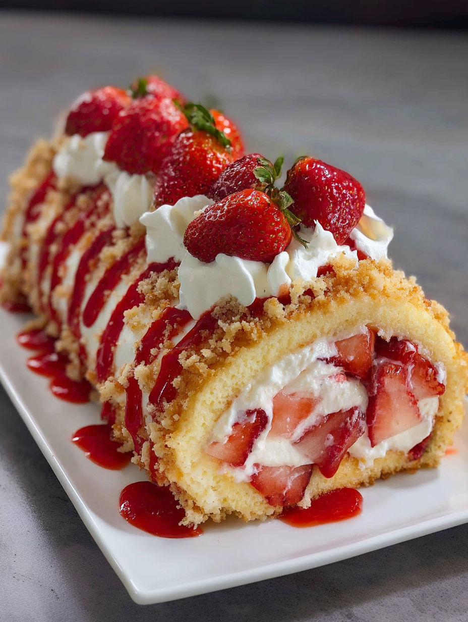 A delicious dessert made with strawberries and cream.