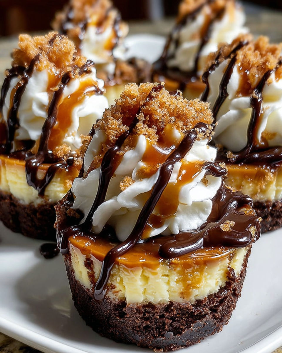 A dessert with chocolate and caramel sauce.