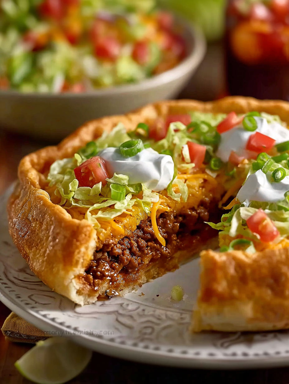 A slice of a Pillsbury Crescent Roll Taco.