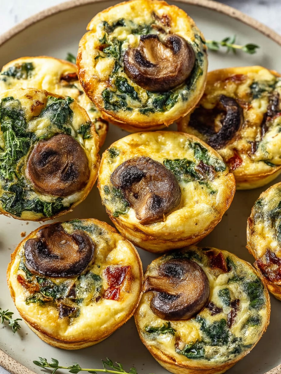 A plate of mushroom and kale bites.
