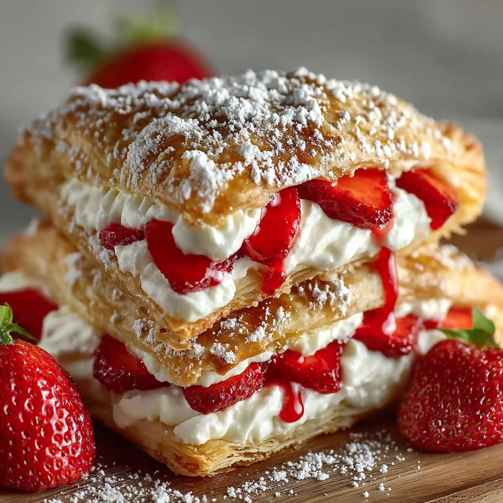 A stack of strawberry cheesecake turnovers.