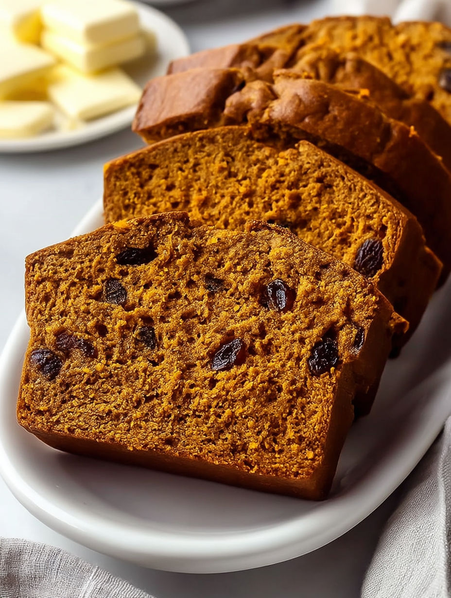 A slice of moist spiced sweet potato bread.