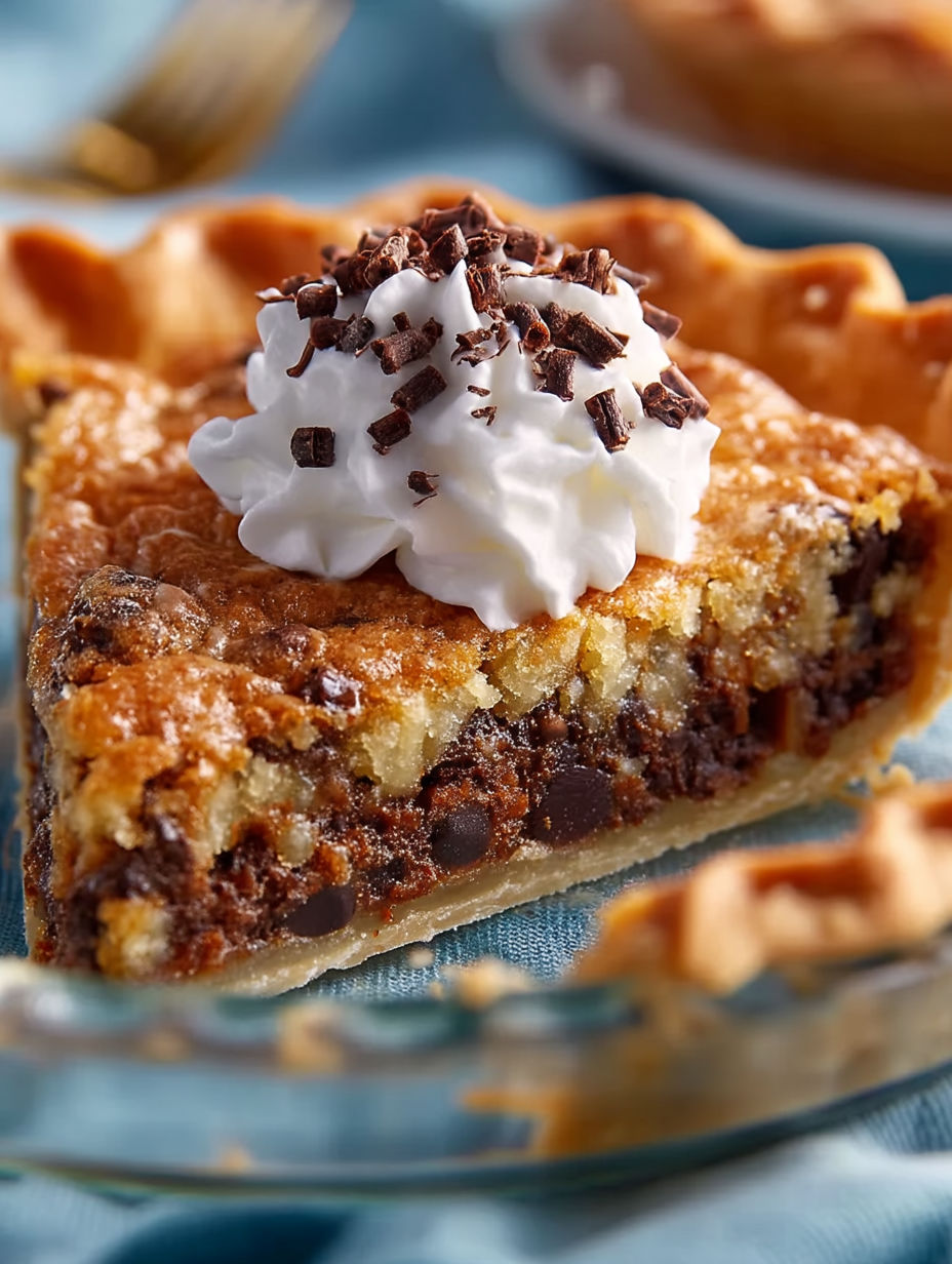 A slice of Kentucky Derby pie with whipped cream on top.