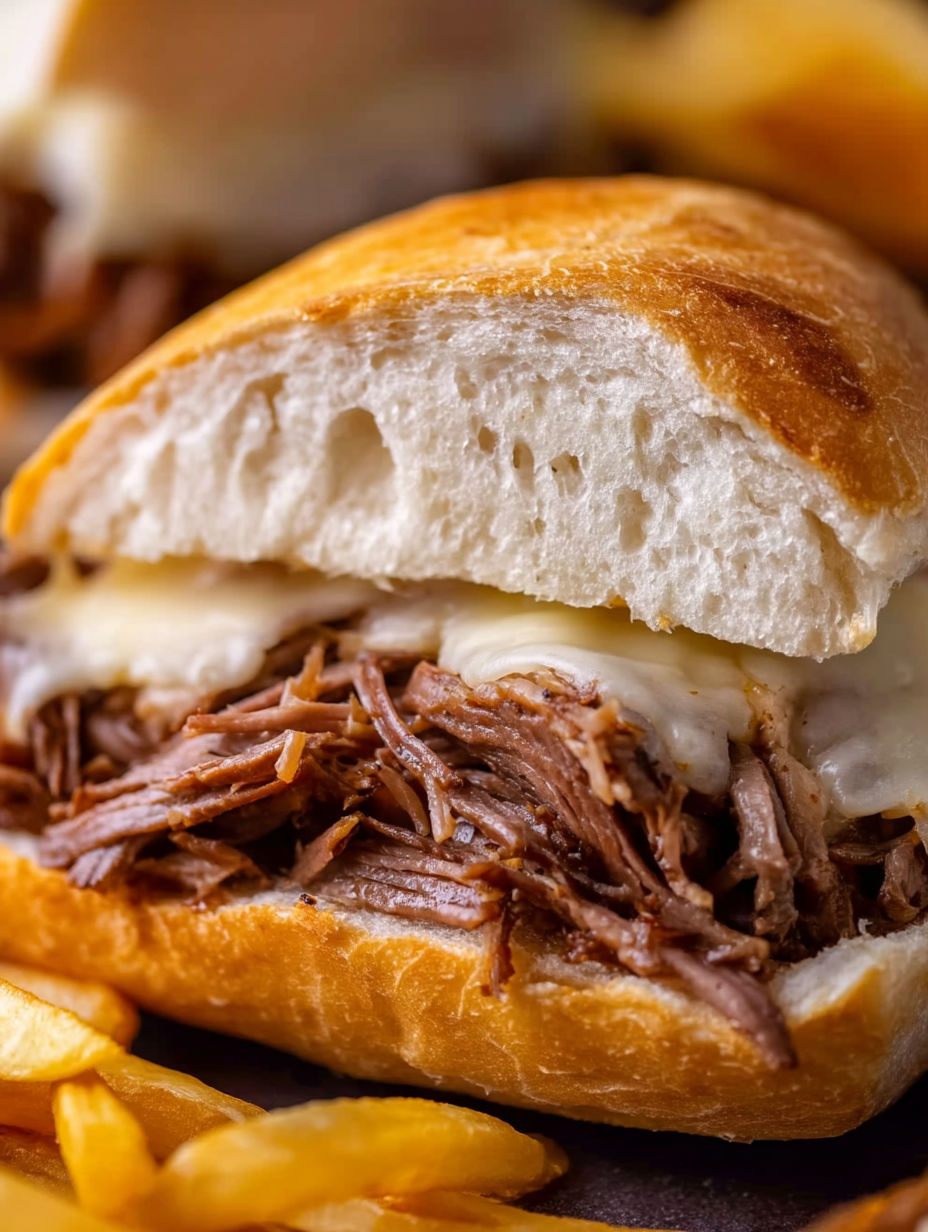 A crock pot French dip sandwich.