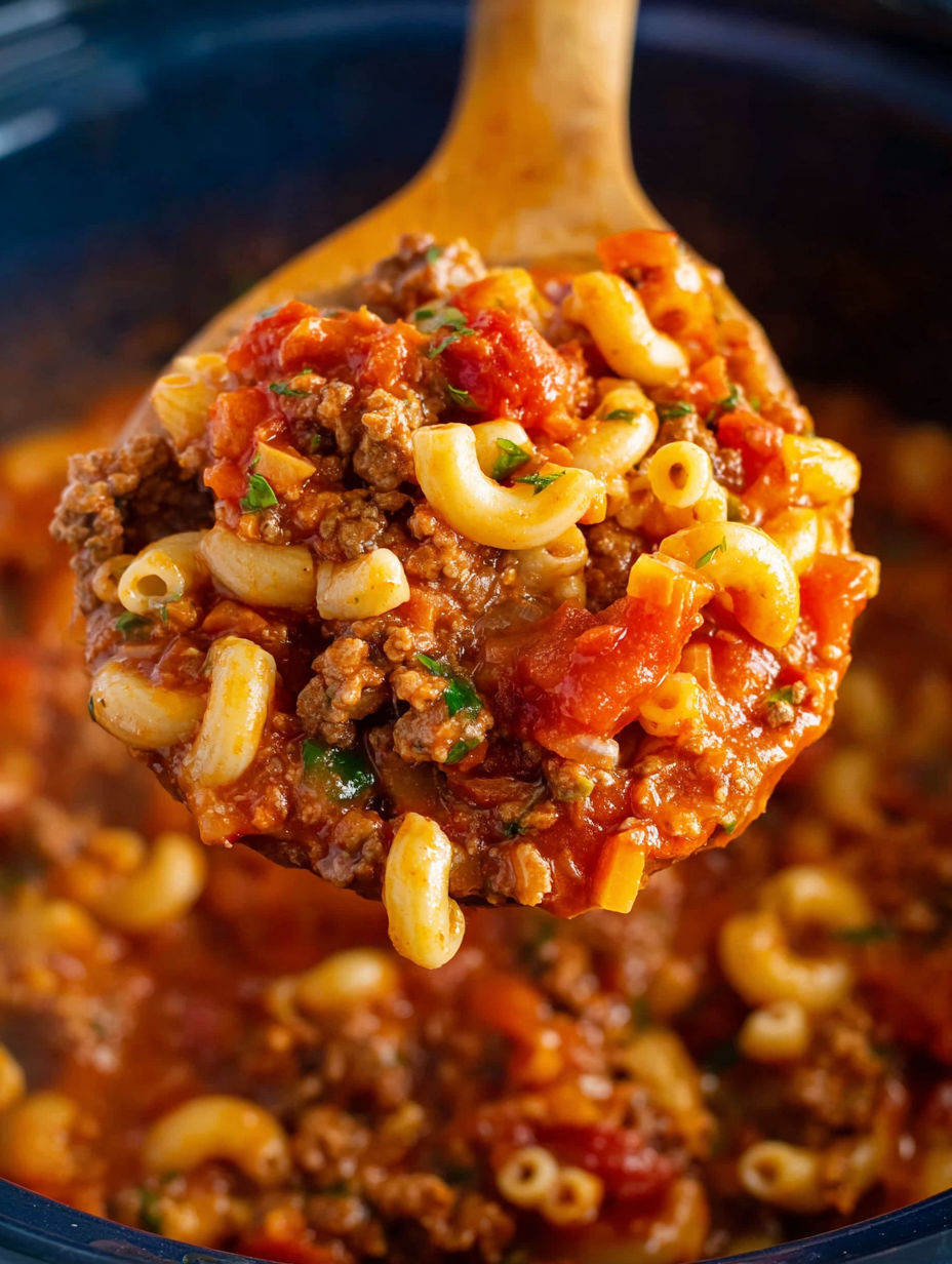 A spoon full of American Goulash.