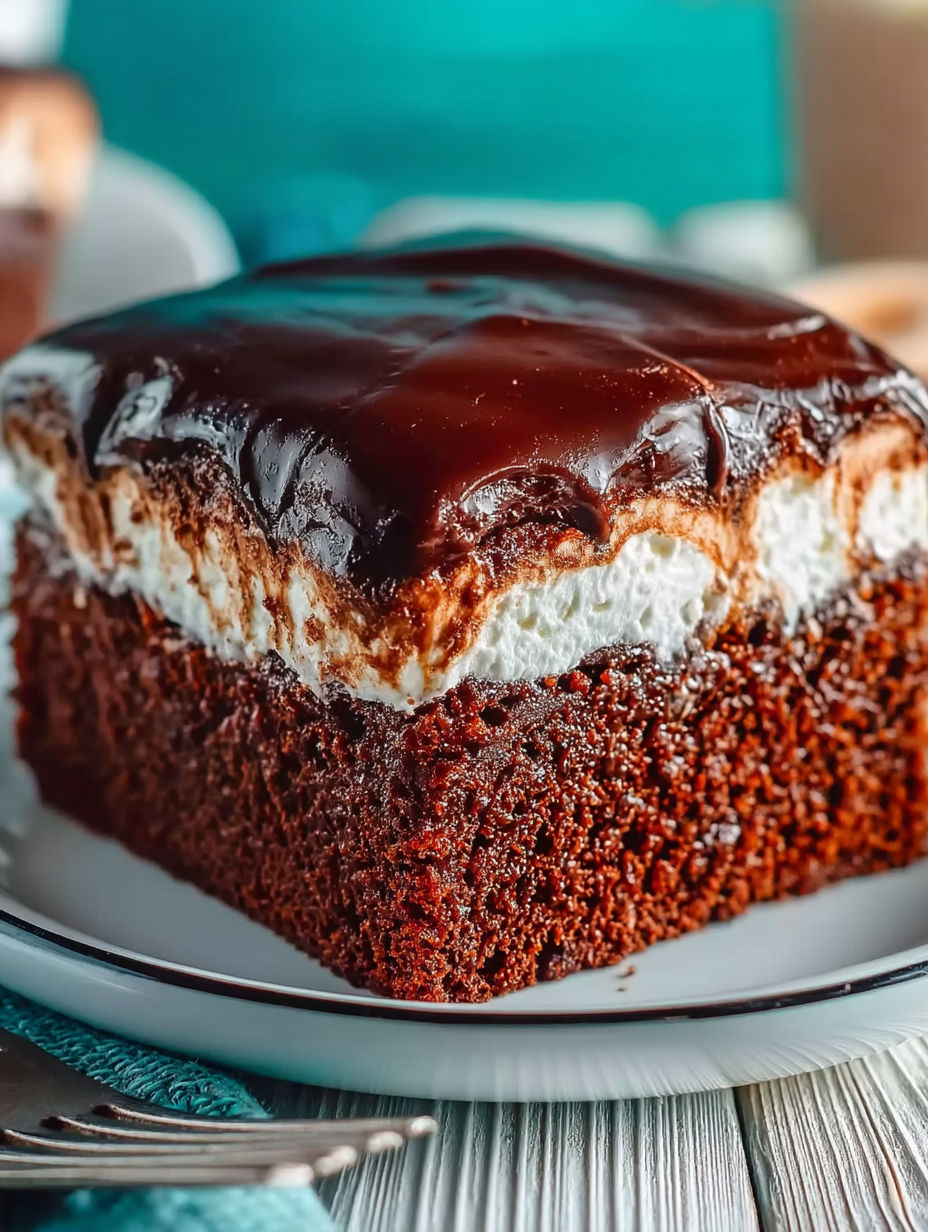 A slice of chocolate cake with white icing.