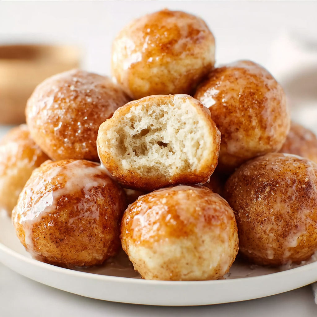 A plate of 2-ingredient air fryer banana donut holes.