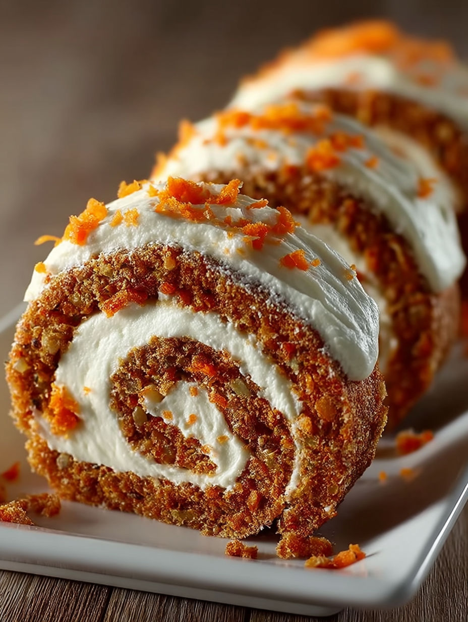 A slice of carrot cake roll.