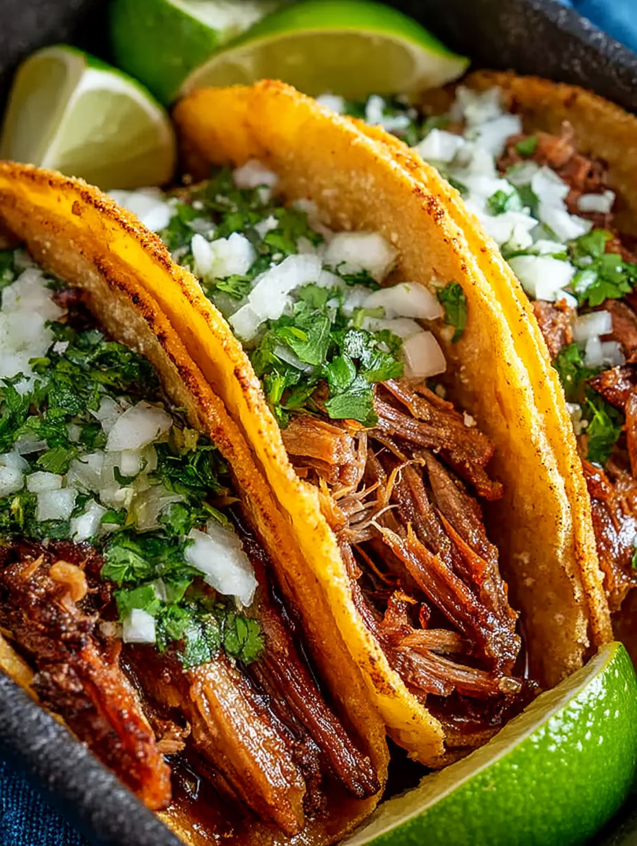 A close up of a delicious crock pot pork carnitas.