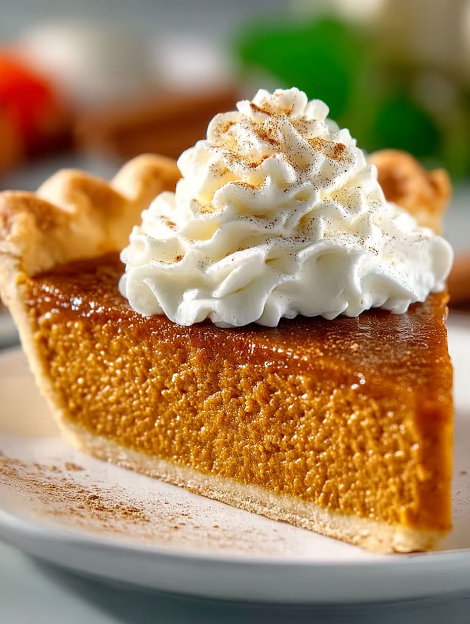A slice of apple butter pie with whipped cream on top.